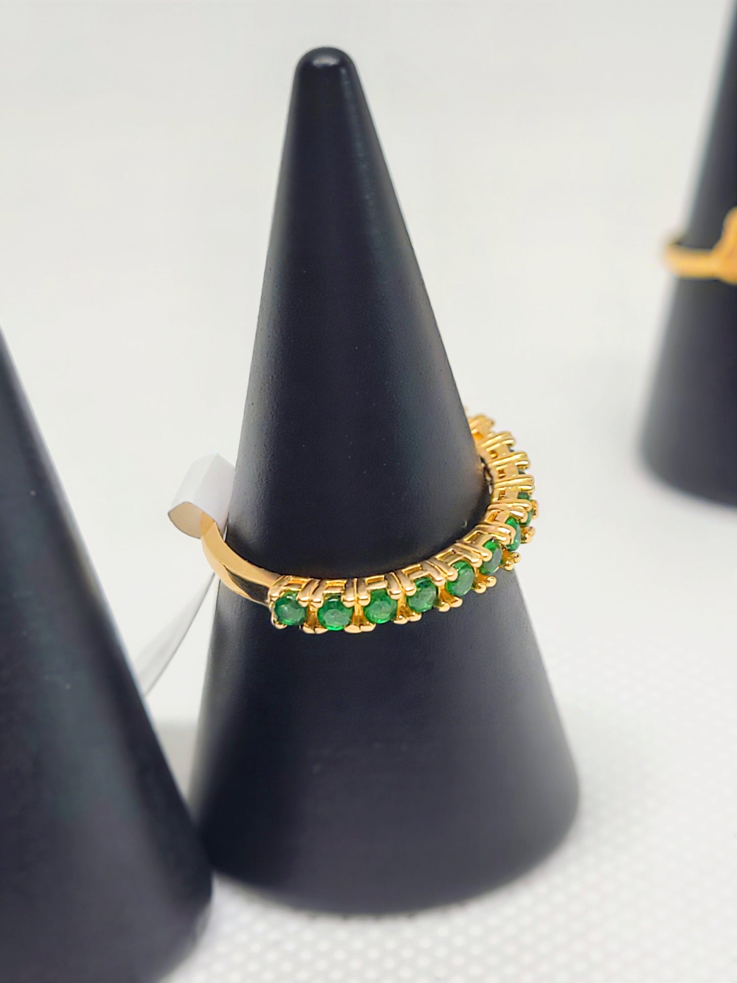 Gold Half Eternity Ring with Green Zircons | JUNA Jewellery