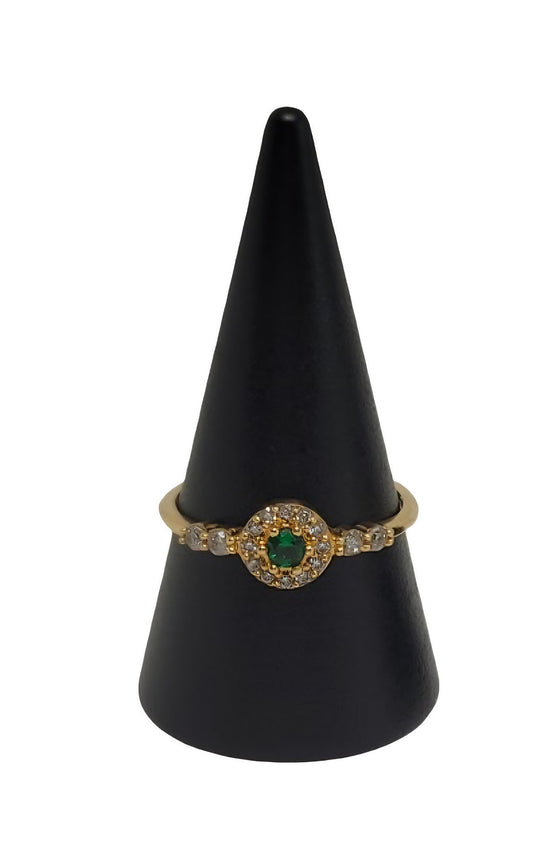 Gold Ring with Green Zircon and White Zircons | JUNA Jewellery